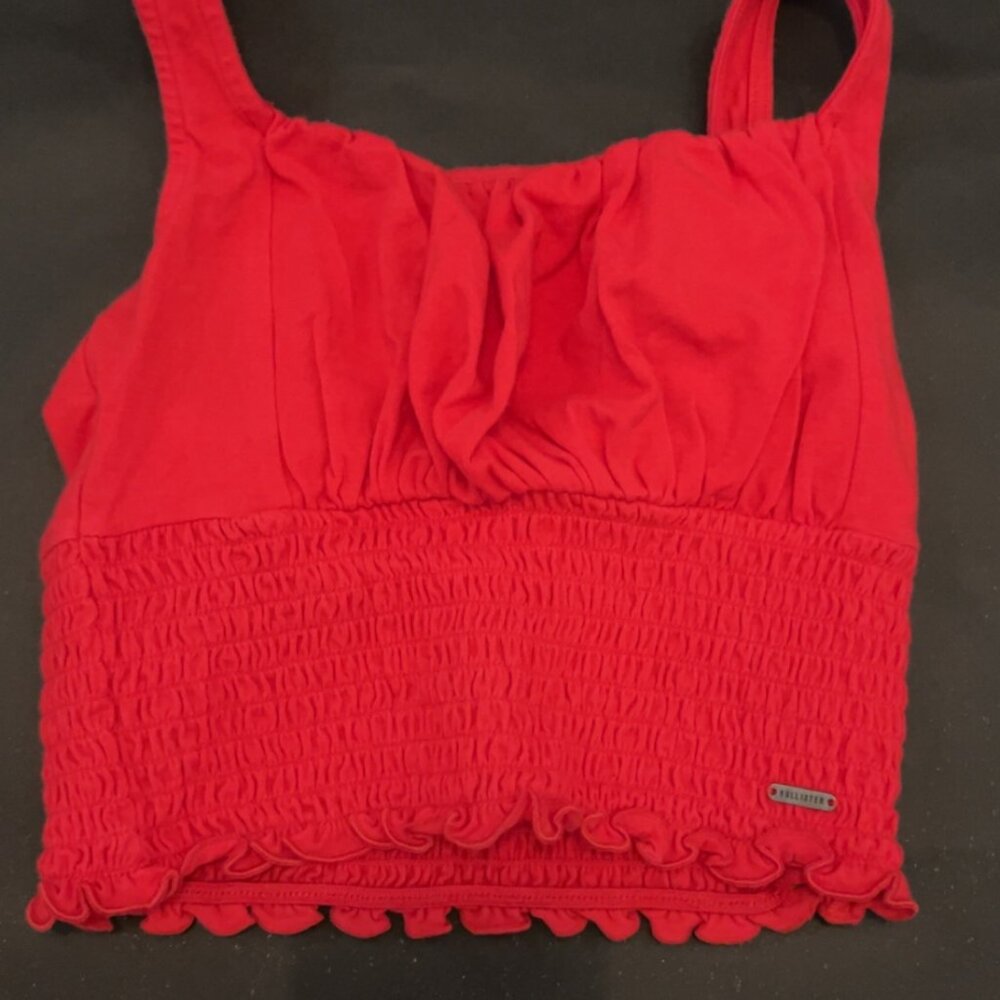Hollister red ruched crop top size XS